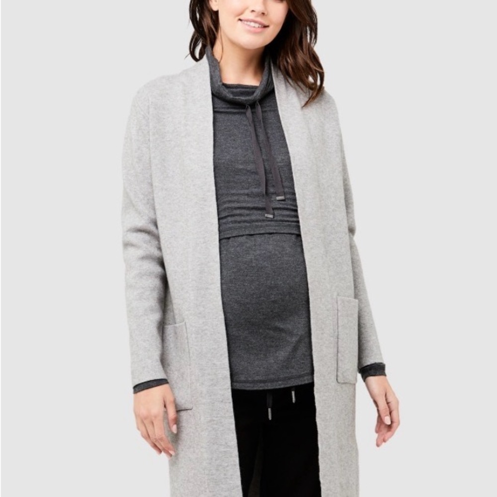 Ripe Maternity Light Gray Open-Front Maternity Cardigan